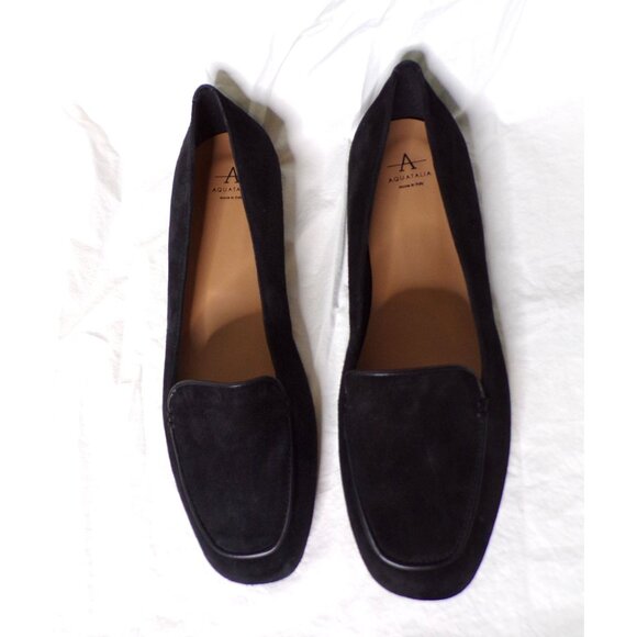 🆕 AQUATALIA Calandra Suede Loafer Flat Shoes 10 Black - Picture 9 of 16